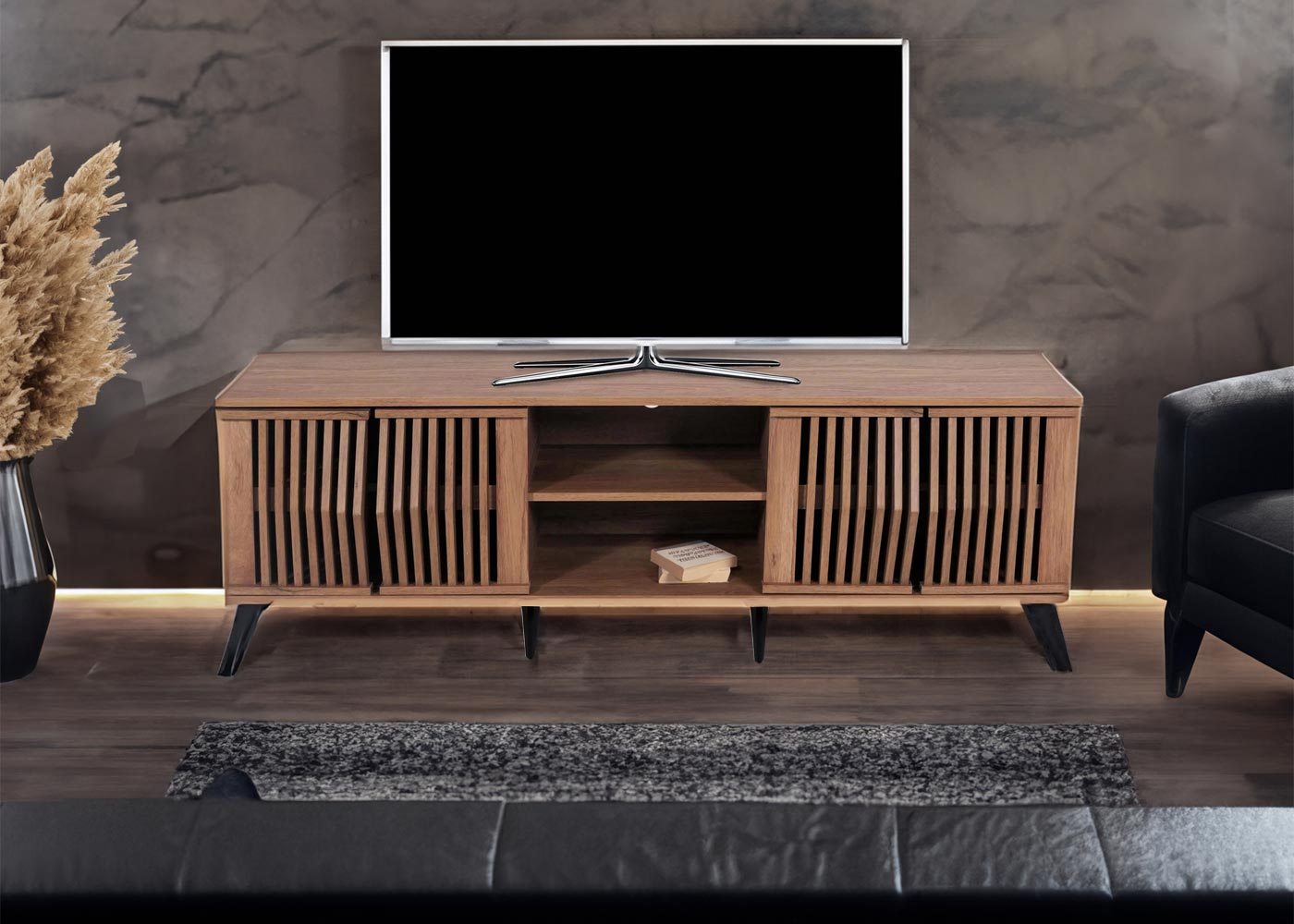 Cosmo Casa - Tv-rek - 3D Design Opbergvak - Bruin - 55x166x41cm