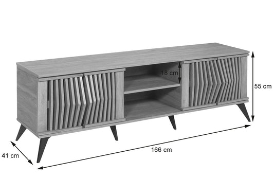 Cosmo Casa - Tv-rek - 3D Design Opbergvak - Bruin - 55x166x41cm