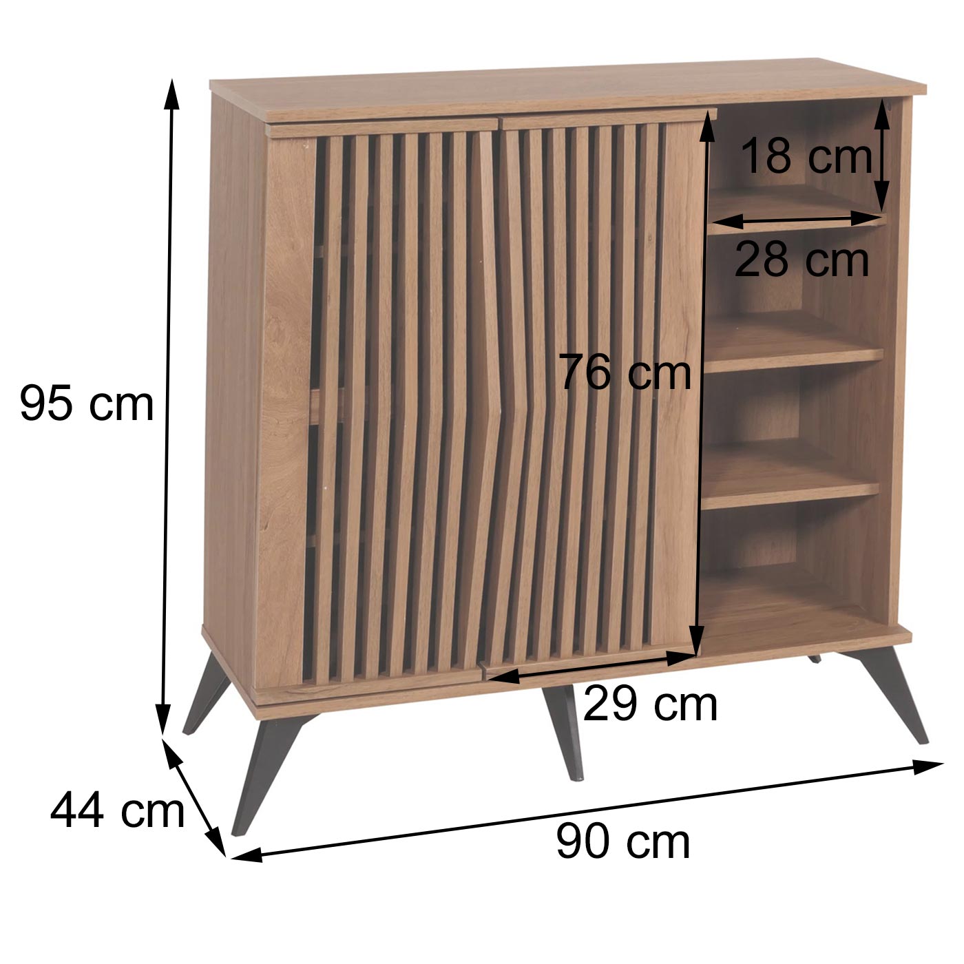 Cosmo Casa - Ladekast - Opbergkast - Highboard - 3D Design - Opbergvak - 95x90x44cm - Bruin