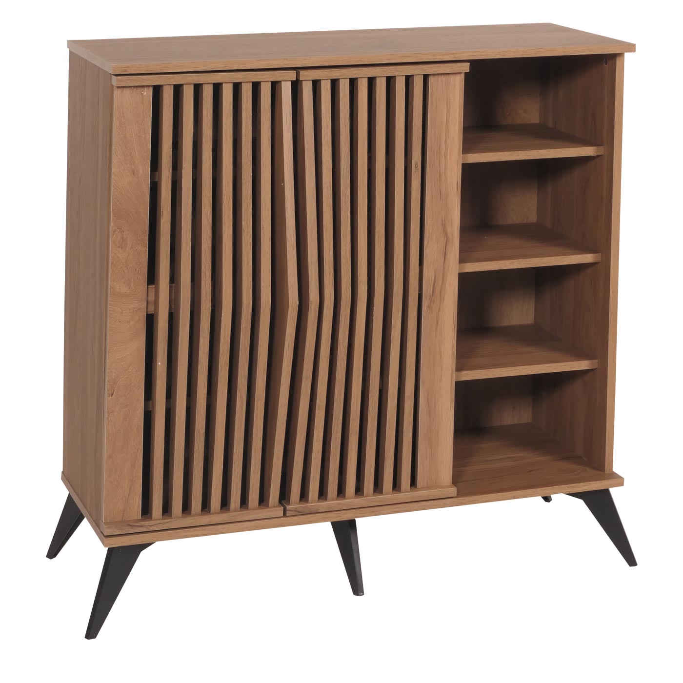 Cosmo Casa - Ladekast - Opbergkast - Highboard - 3D Design - Opbergvak - 95x90x44cm - Bruin