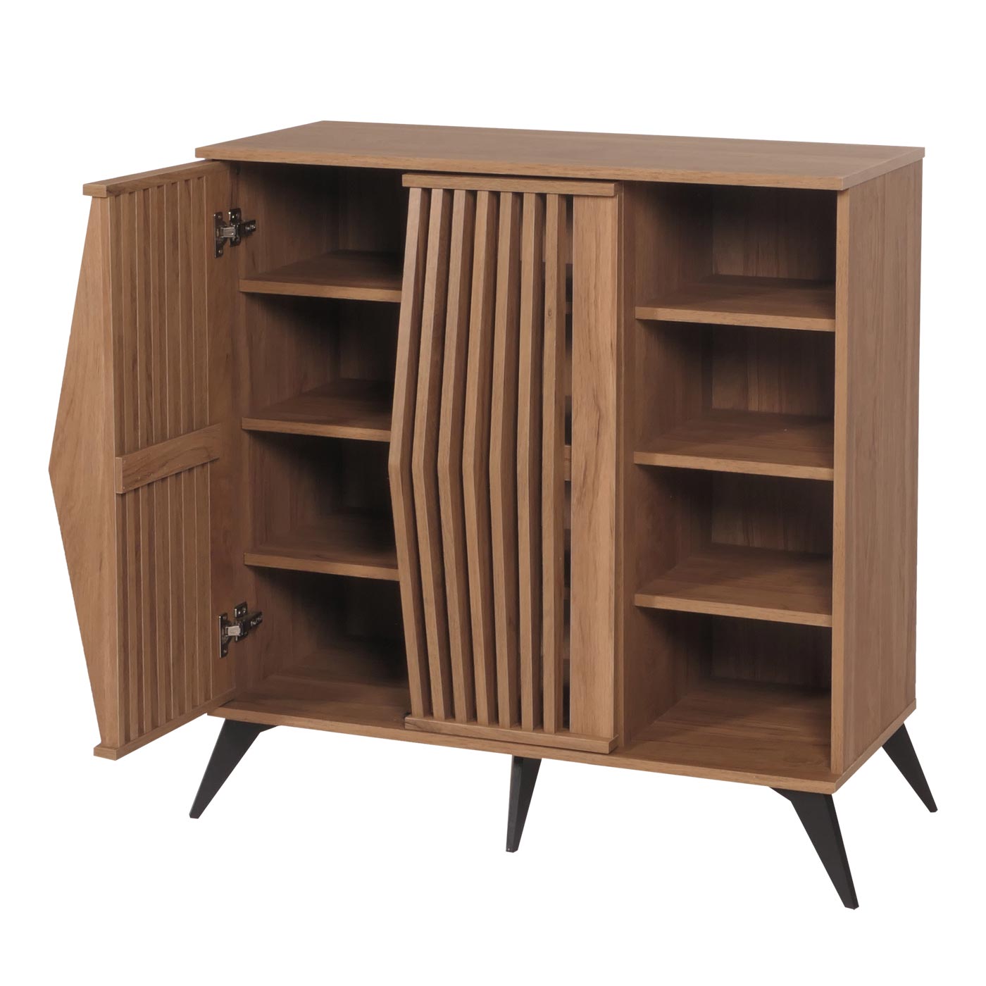 Cosmo Casa - Ladekast - Opbergkast - Highboard - 3D Design - Opbergvak - 95x90x44cm - Bruin