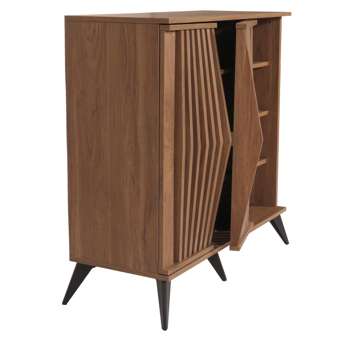 Cosmo Casa - Ladekast - Opbergkast - Highboard - 3D Design - Opbergvak - 95x90x44cm - Bruin