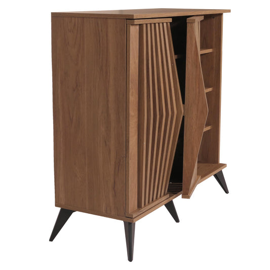 Cosmo Casa - Ladekast - Opbergkast - Highboard - 3D Design - Opbergvak - 95x90x44cm - Bruin