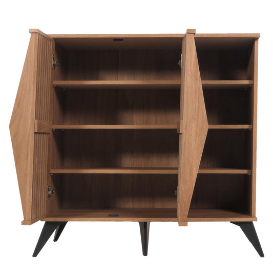 Cosmo Casa - Ladekast - Opbergkast - Highboard - 3D Design - Opbergvak - 95x90x44cm - Bruin