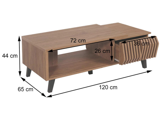 Cosmo Casa - Salontafel - 3D Design Lades - Bruin - 44x120x65cm