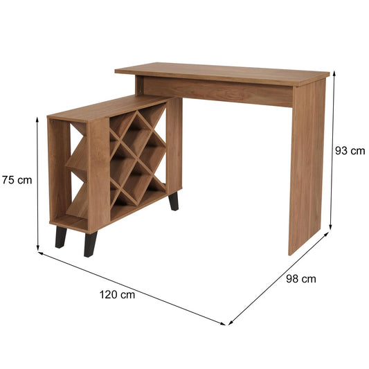 Cosmo Casa - Bartafel - Toonbank - Wijnrek - Wijnkast - Opbergvak - 93x120x98cm - Bruin