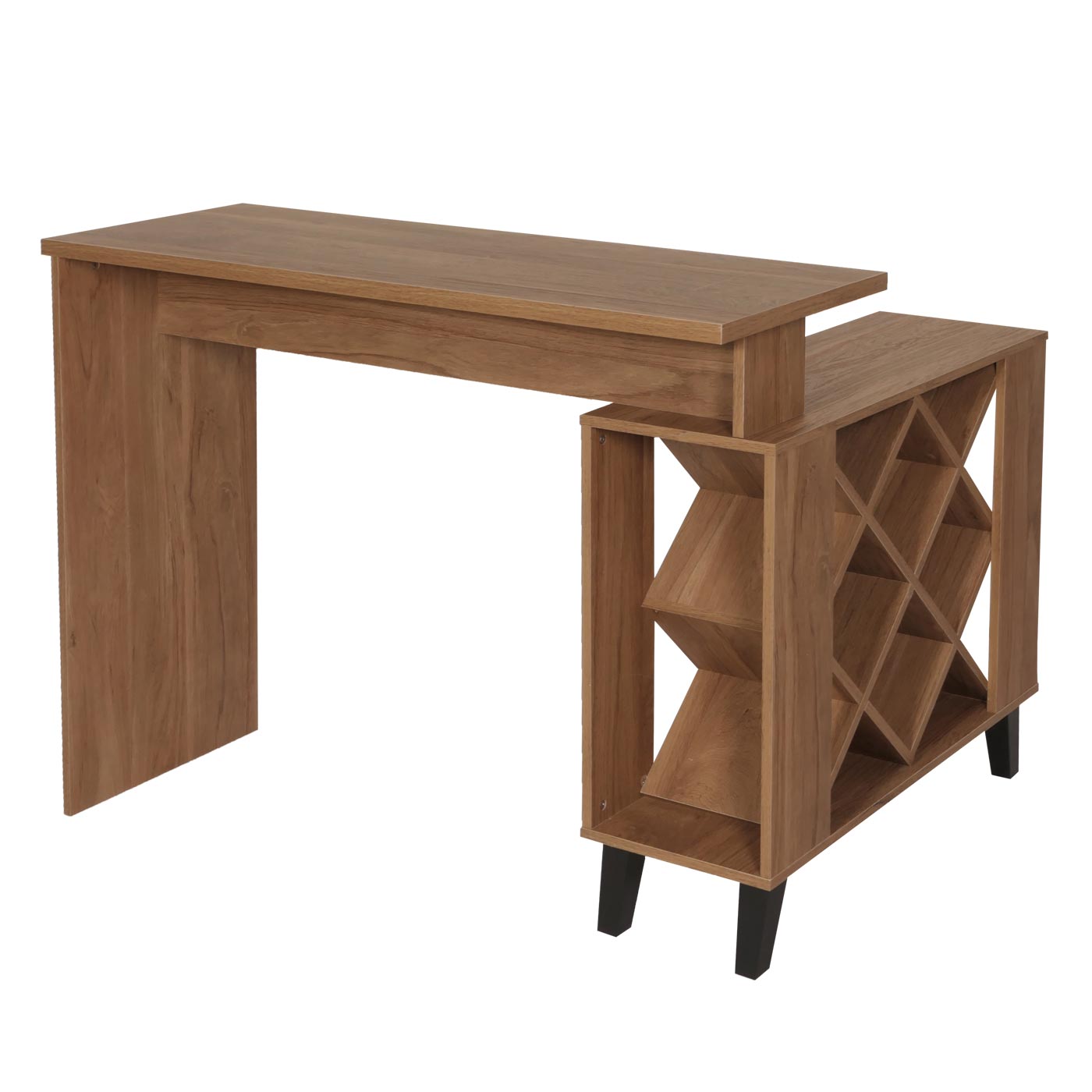 Cosmo Casa - Bartafel - Toonbank - Wijnrek - Wijnkast - Opbergvak - 93x120x98cm - Bruin