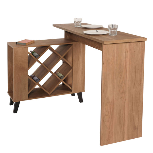 Cosmo Casa - Bartafel - Toonbank - Wijnrek - Wijnkast - Opbergvak - 93x120x98cm - Bruin