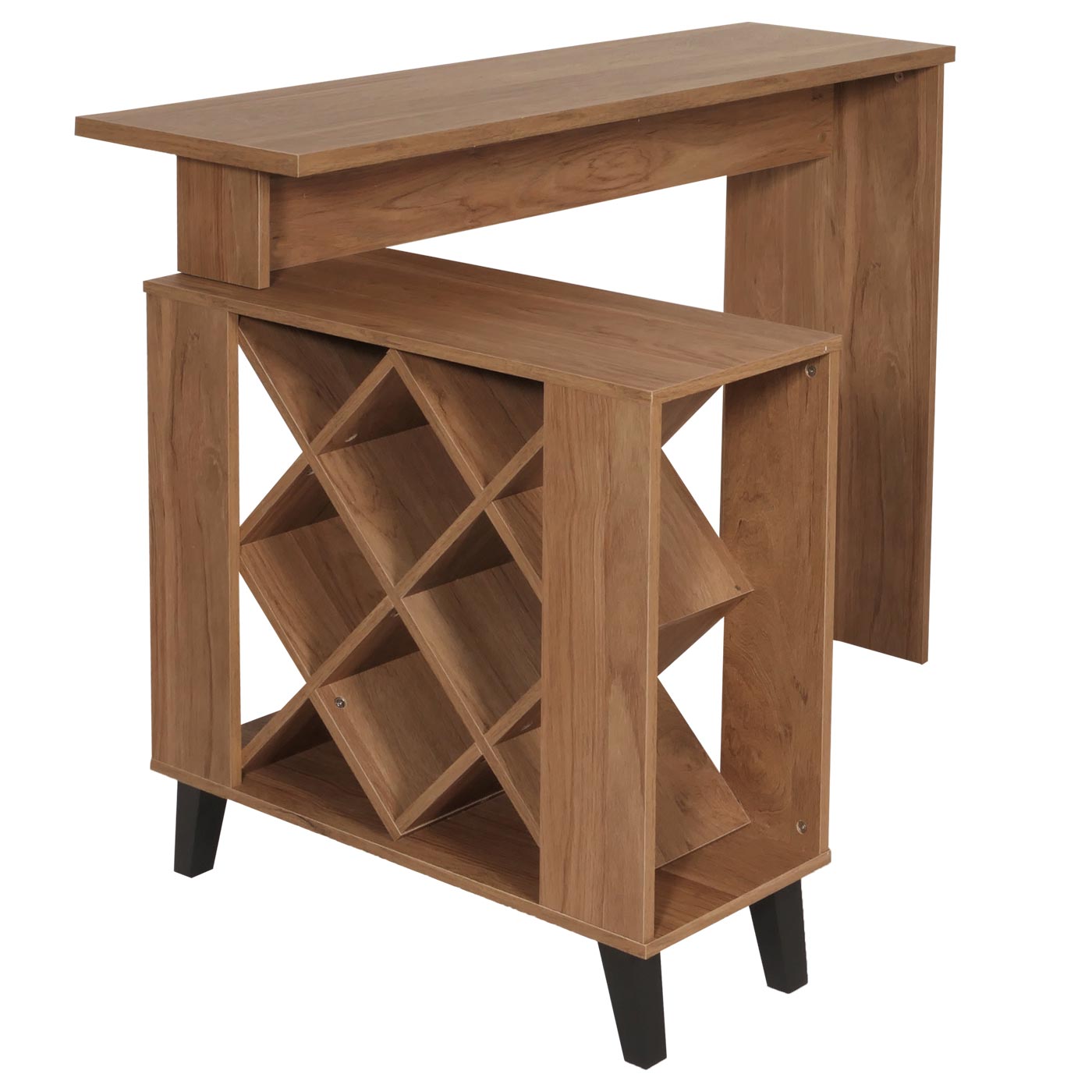 Cosmo Casa - Bartafel - Toonbank - Wijnrek - Wijnkast - Opbergvak - 93x120x98cm - Bruin