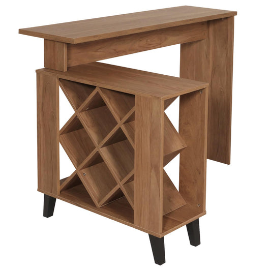 Cosmo Casa - Bartafel - Toonbank - Wijnrek - Wijnkast - Opbergvak - 93x120x98cm - Bruin