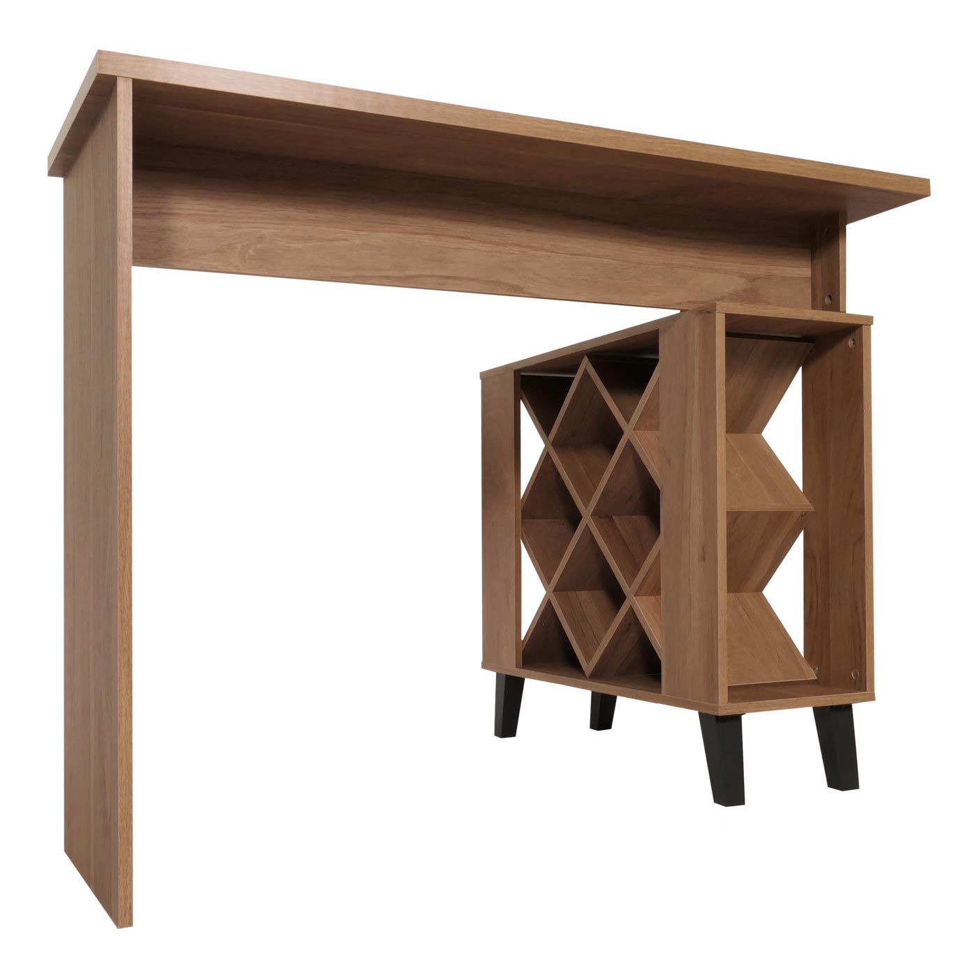 Cosmo Casa - Bartafel - Toonbank - Wijnrek - Wijnkast - Opbergvak - 93x120x98cm - Bruin