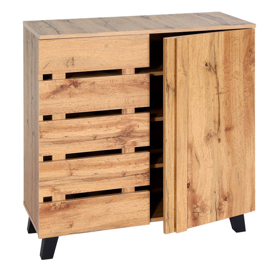 Cosmo Casa - Ladekast - Highboard met 2 Deuren - Houtlook - Natuurlijke Kleur