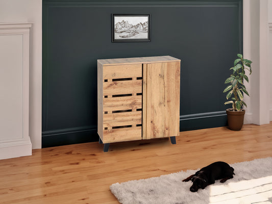 Cosmo Casa - Ladekast - Highboard met 2 Deuren - Houtlook - Natuurlijke Kleur