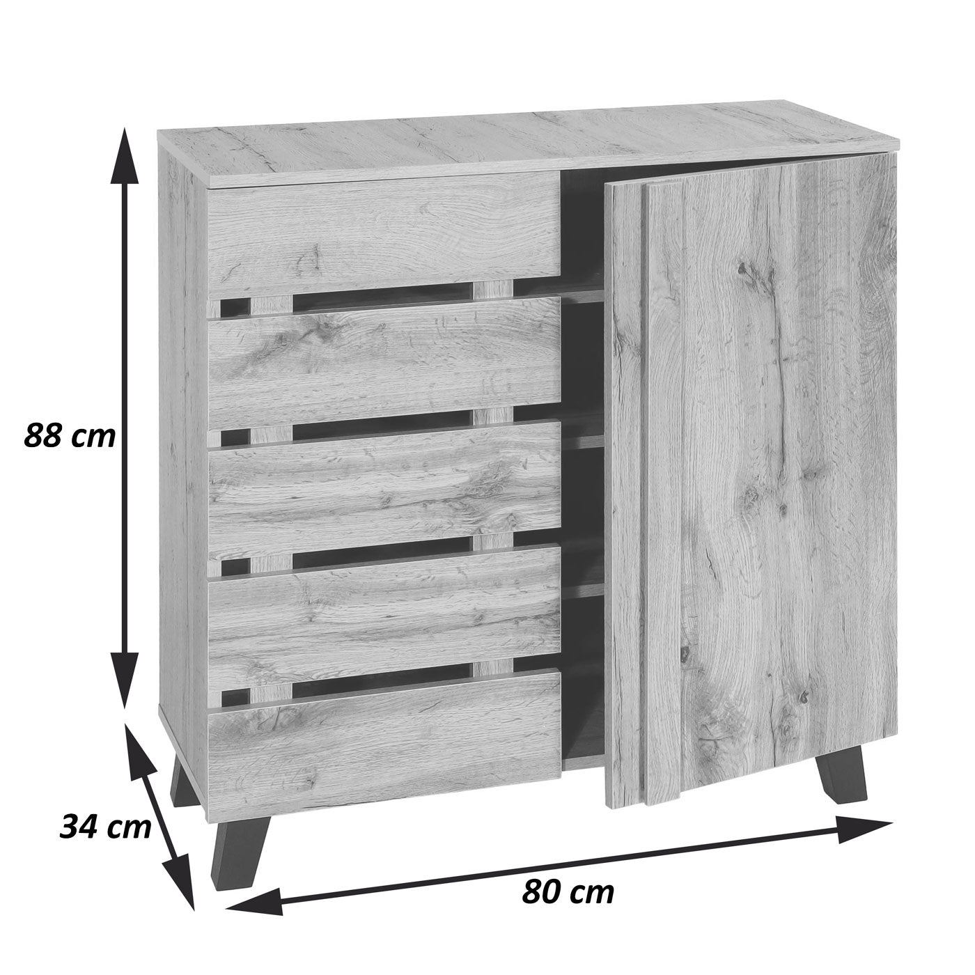 Cosmo Casa - Ladekast - Highboard met 2 Deuren - Houtlook - Natuurlijke Kleur