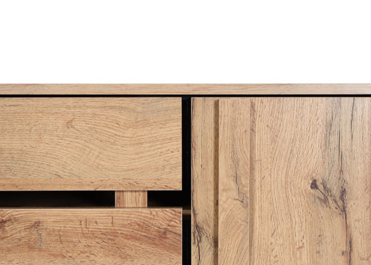 Cosmo Casa - Ladekast - Highboard met 2 Deuren - Houtlook - Natuurlijke Kleur