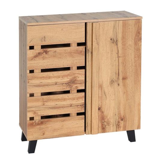 Cosmo Casa - Ladekast - Highboard met 2 Deuren - Houtlook - Natuurlijke Kleur
