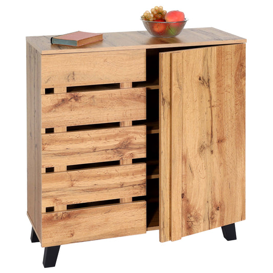 Cosmo Casa - Ladekast - Highboard met 2 Deuren - Houtlook - Natuurlijke Kleur