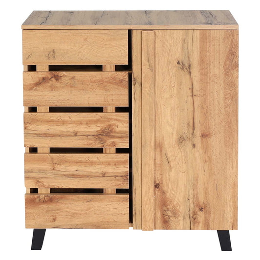 Cosmo Casa - Ladekast - Highboard met 2 Deuren - Houtlook - Natuurlijke Kleur