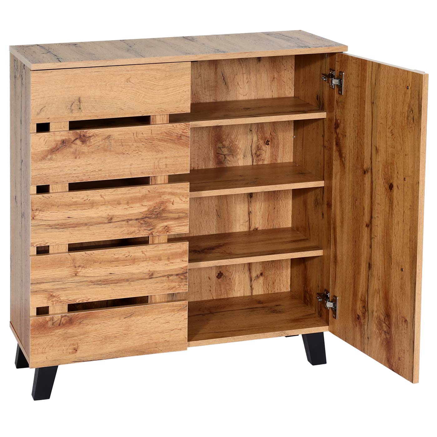 Cosmo Casa - Ladekast - Highboard met 2 Deuren - Houtlook - Natuurlijke Kleur