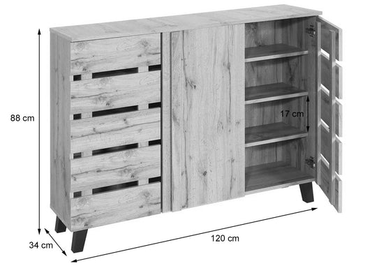 Cosmo Casa - Dressoir - 3 Deuren met 8 Opbergvakken - Houtlook - Natuurlijke Kleur