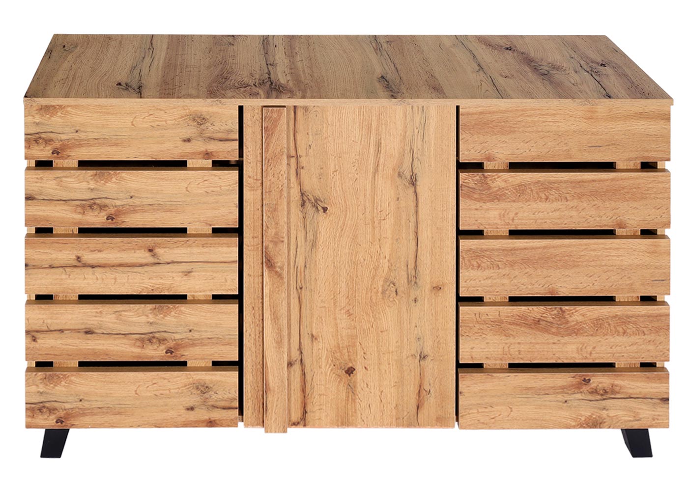 Cosmo Casa - Dressoir - 3 Deuren met 8 Opbergvakken - Houtlook - Natuurlijke Kleur