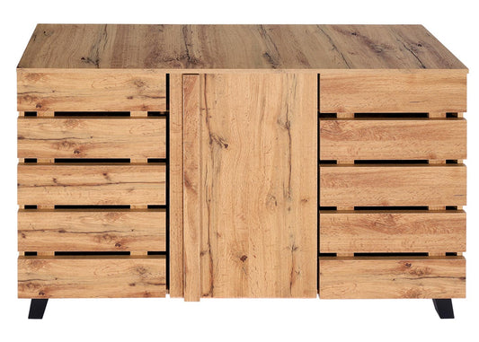 Cosmo Casa - Dressoir - 3 Deuren met 8 Opbergvakken - Houtlook - Natuurlijke Kleur