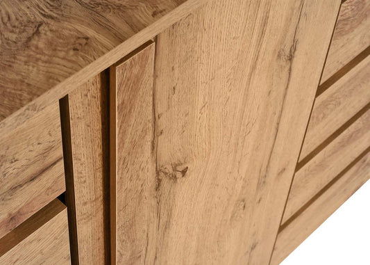 Cosmo Casa - Dressoir - 3 Deuren met 8 Opbergvakken - Houtlook - Natuurlijke Kleur