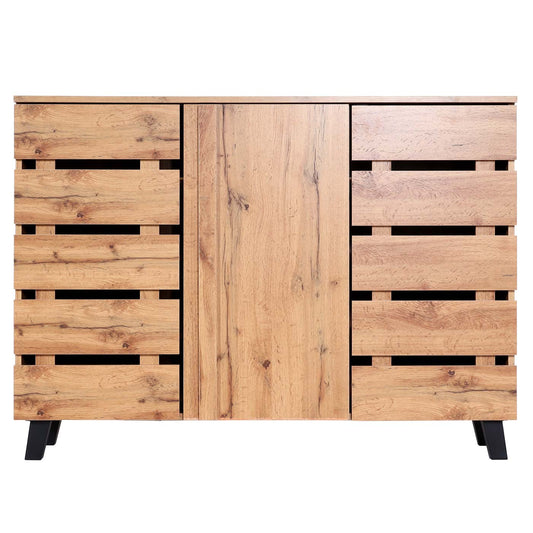 Cosmo Casa - Dressoir - 3 Deuren met 8 Opbergvakken - Houtlook - Natuurlijke Kleur