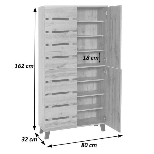 Cosmo Casa - Kast - Highboard met 4 Deuren en 8 Opbergvakken - Houtlook - Natuurlijke Kleur