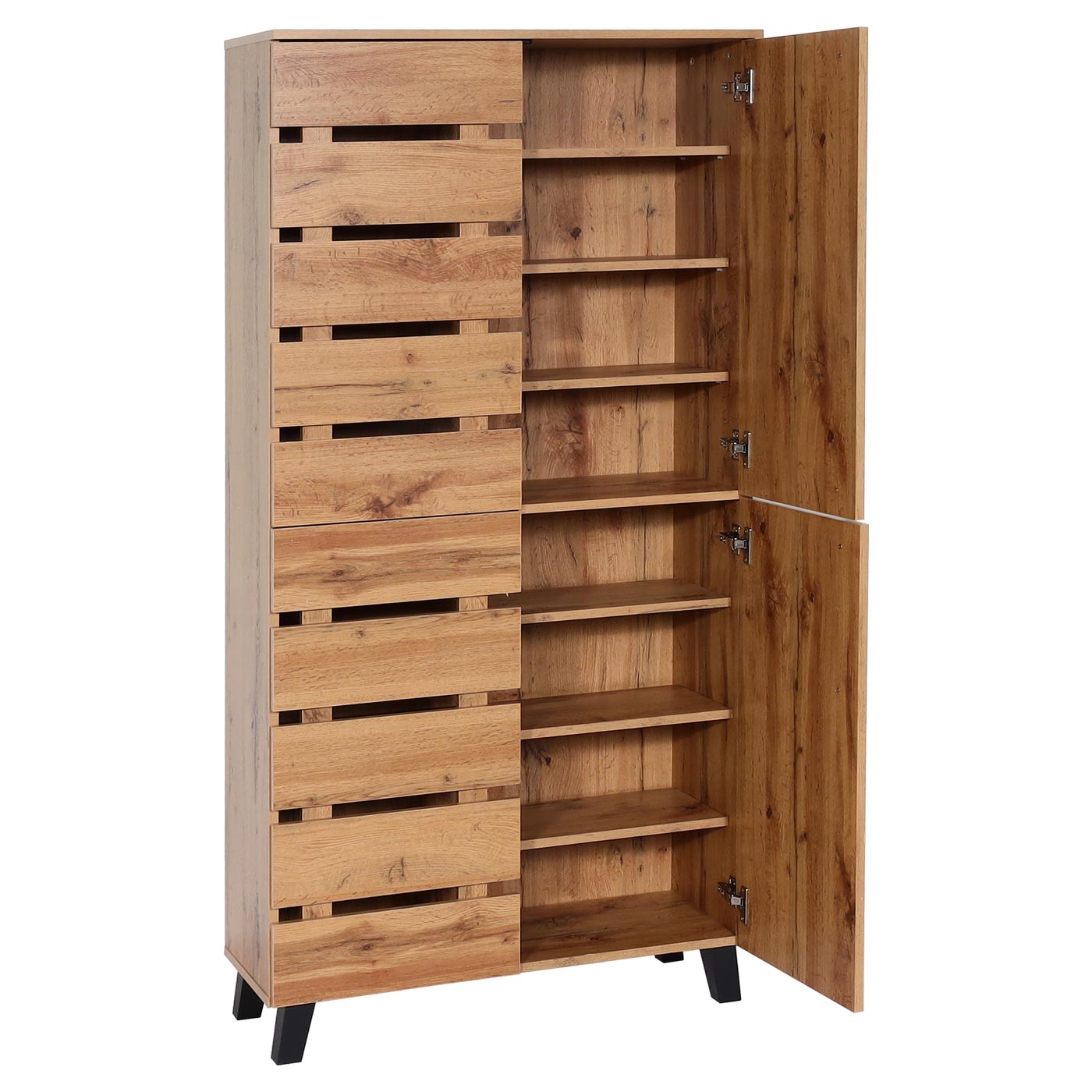 Cosmo Casa - Kast - Highboard met 4 Deuren en 8 Opbergvakken - Houtlook - Natuurlijke Kleur