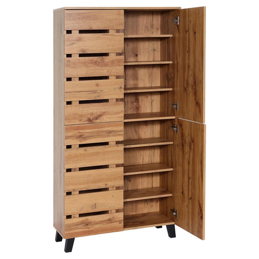 Cosmo Casa - Kast - Highboard met 4 Deuren en 8 Opbergvakken - Houtlook - Natuurlijke Kleur