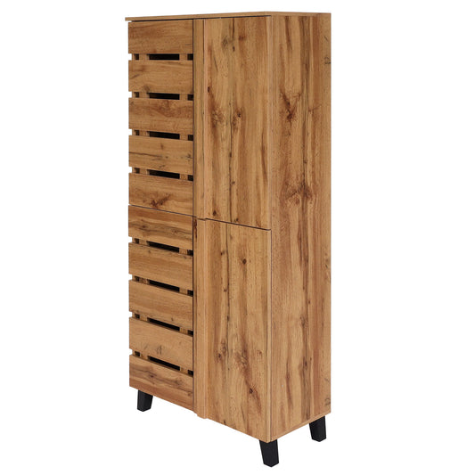 Cosmo Casa - Kast - Highboard met 4 Deuren en 8 Opbergvakken - Houtlook - Natuurlijke Kleur