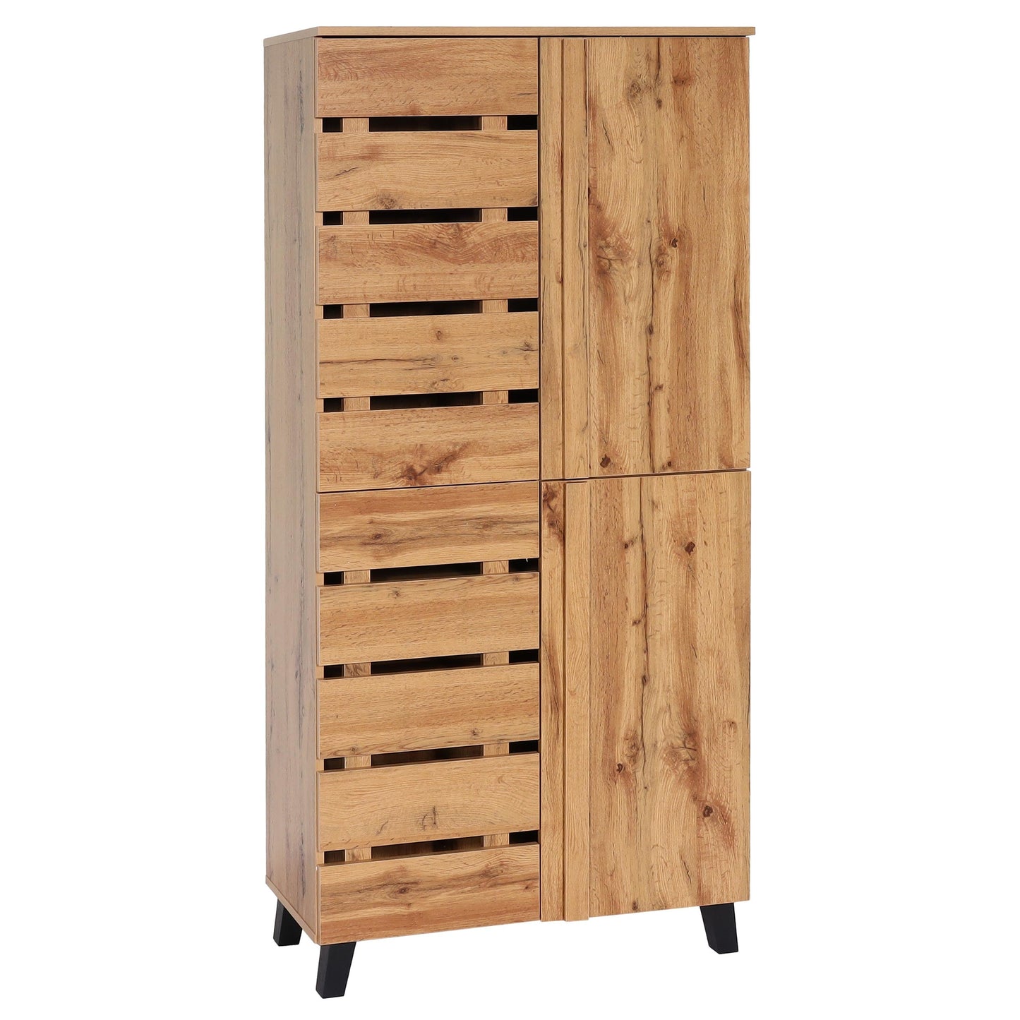 Cosmo Casa - Kast - Highboard met 4 Deuren en 8 Opbergvakken - Houtlook - Natuurlijke Kleur