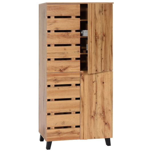 Cosmo Casa - Kast - Highboard met 4 Deuren en 8 Opbergvakken - Houtlook - Natuurlijke Kleur