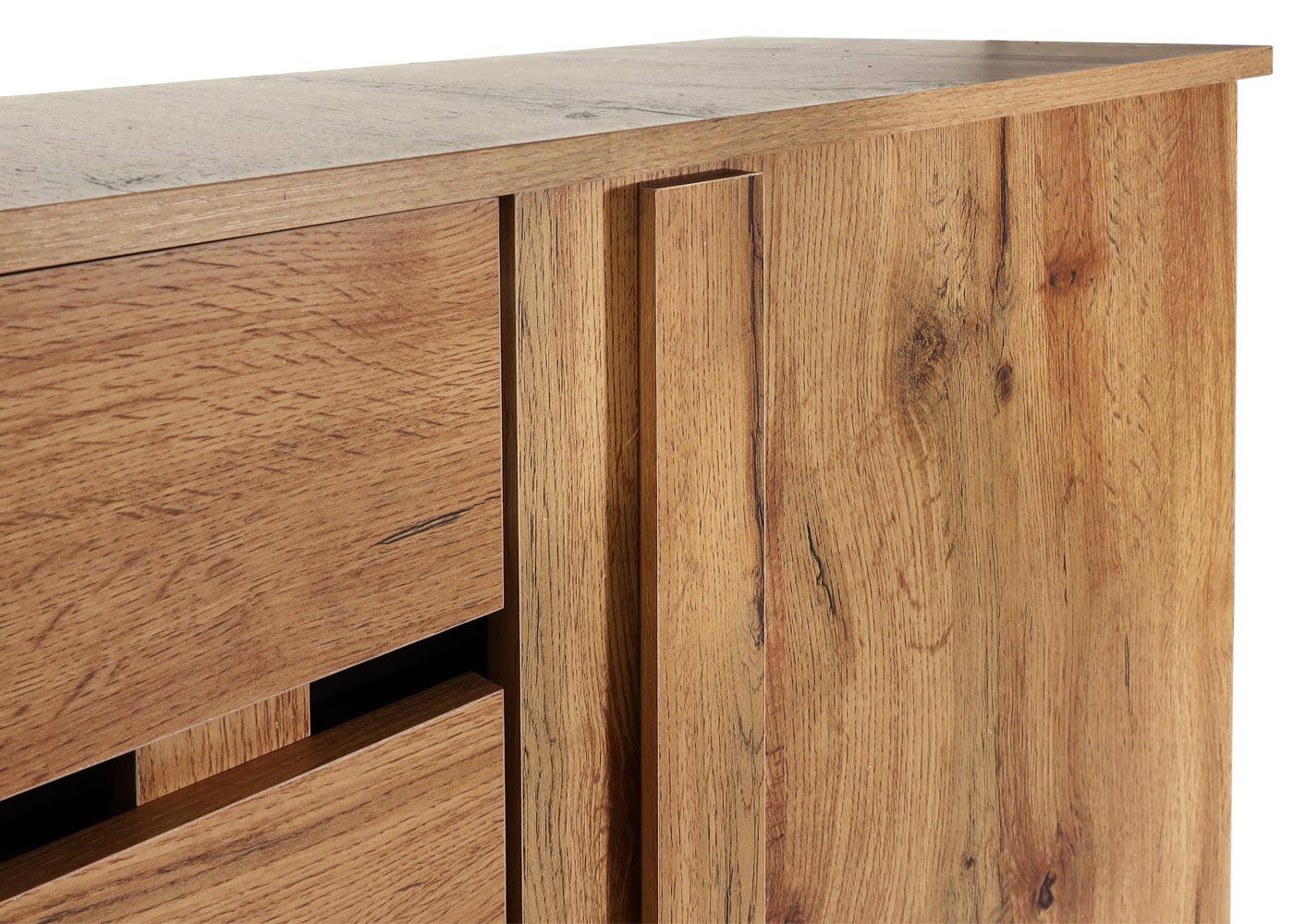 Cosmo Casa - Kast - Highboard met 4 Deuren en 8 Opbergvakken - Houtlook - Natuurlijke Kleur