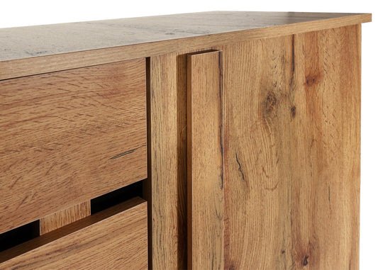 Cosmo Casa - Kast - Highboard met 4 Deuren en 8 Opbergvakken - Houtlook - Natuurlijke Kleur