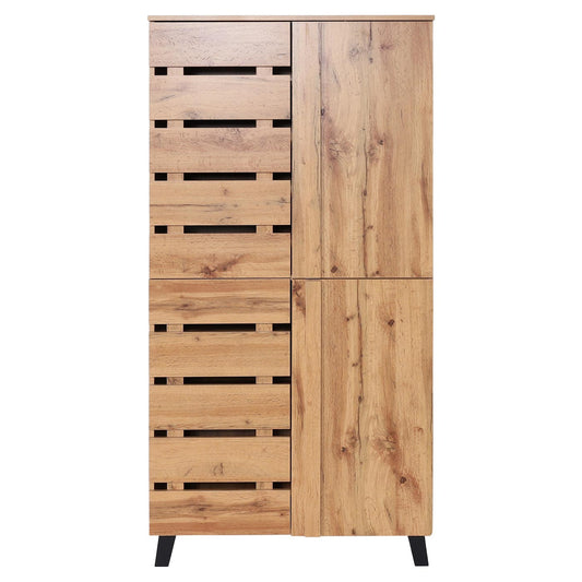 Cosmo Casa - Kast - Highboard met 4 Deuren en 8 Opbergvakken - Houtlook - Natuurlijke Kleur