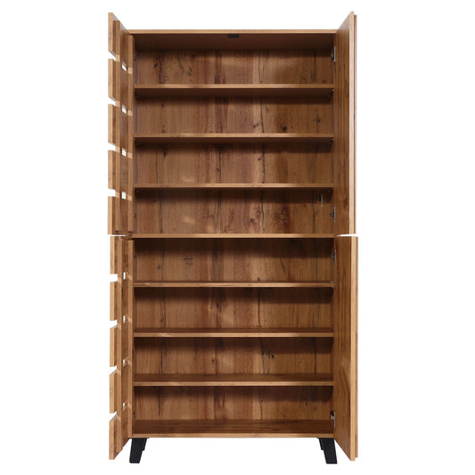 Cosmo Casa - Kast - Highboard met 4 Deuren en 8 Opbergvakken - Houtlook - Natuurlijke Kleur