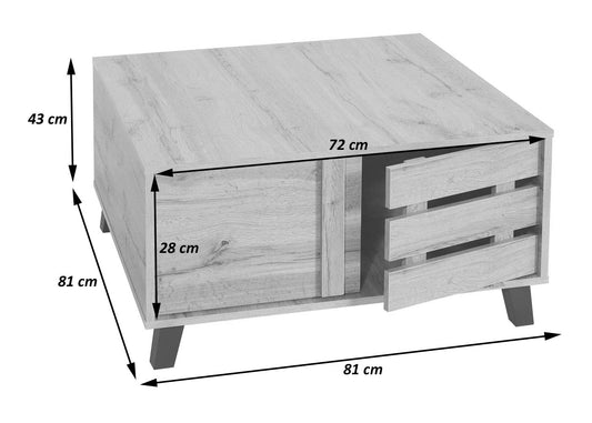 Cosmo Casa - Salontafel - 2 Opbergvakken - Houtlook - Natuurlijke Kleur
