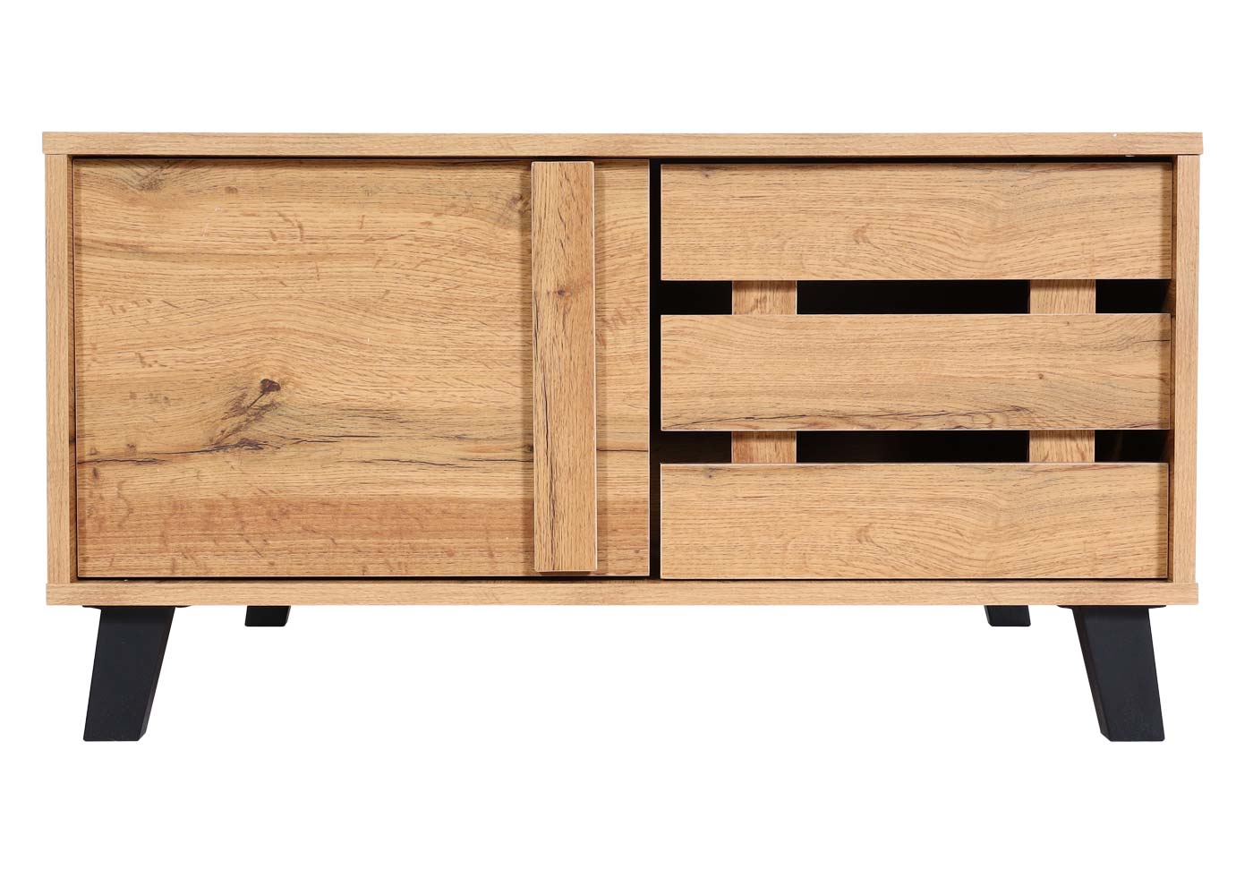 Cosmo Casa - Salontafel - 2 Opbergvakken - Houtlook - Natuurlijke Kleur