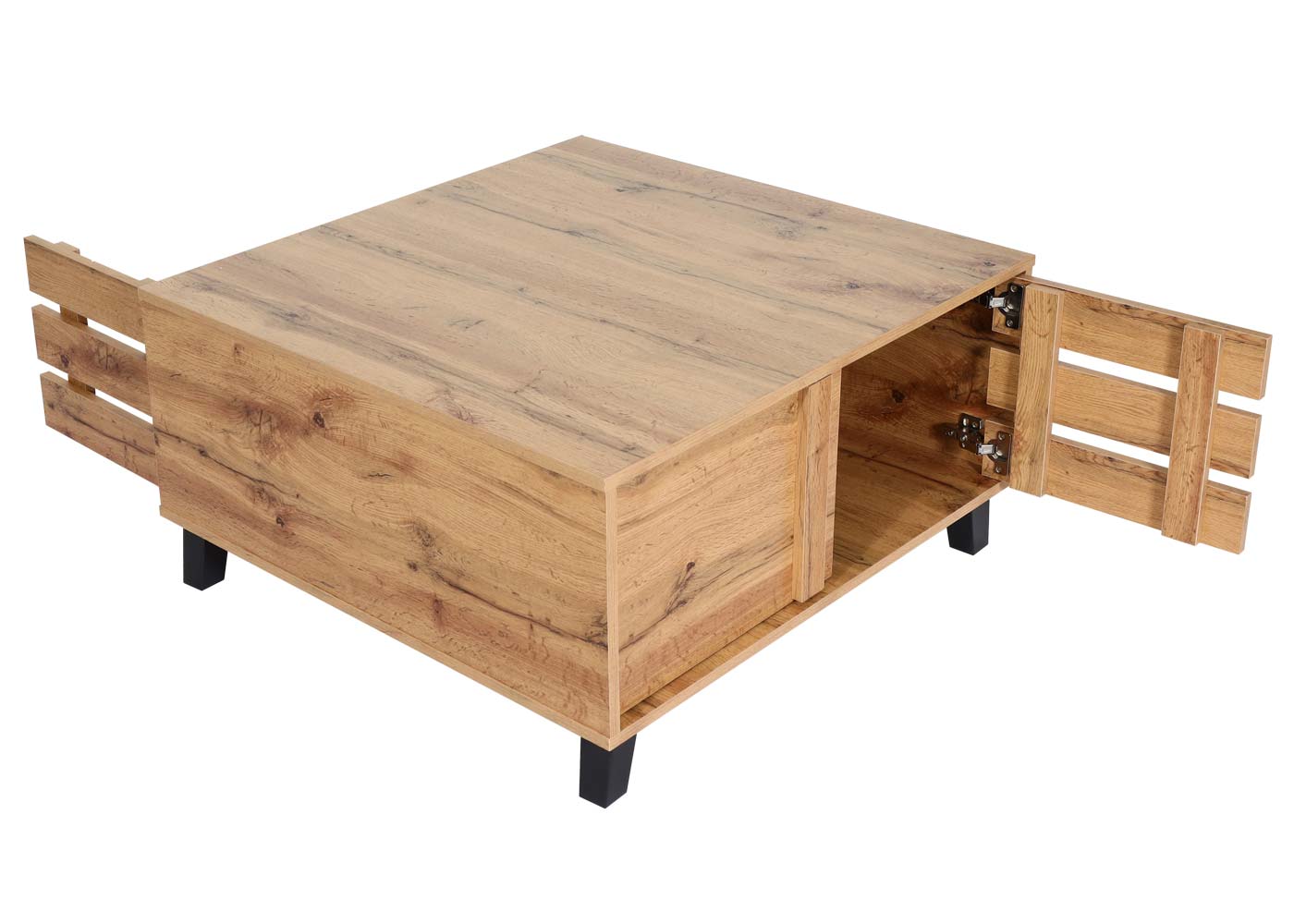 Cosmo Casa - Salontafel - 2 Opbergvakken - Houtlook - Natuurlijke Kleur