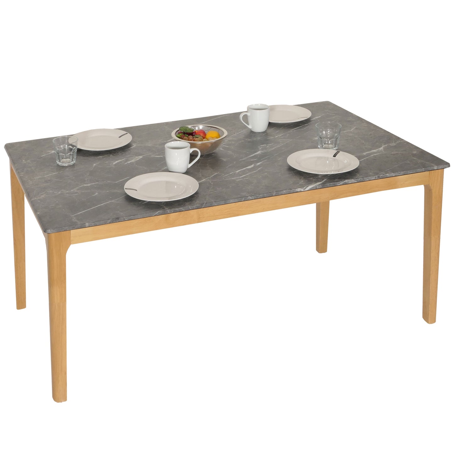 Cosmo Casa - Eetkamertafel - Massief Hout HDF Laminaat - Marmersteenlook - 135x80cm - Lichte Poten