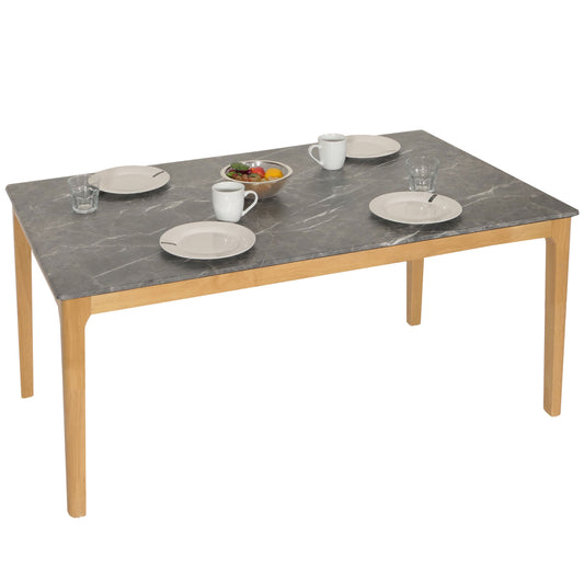Cosmo Casa - Eetkamertafel - Massief Hout HDF Laminaat - Marmersteenlook - 135x80cm - Lichte Poten