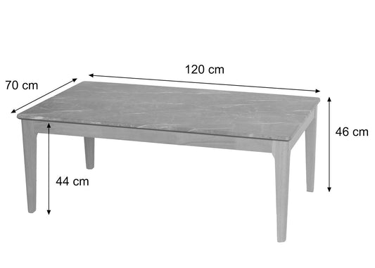 Cosmo Casa - Salontafel - Bijzettafel - Massief Hout HDF Laminaat - Melamine - 46x120x70cm - Marmersteenlook - Lichte Poten