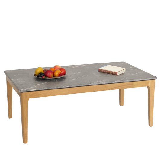 Cosmo Casa - Salontafel - Bijzettafel - Massief Hout HDF Laminaat - Melamine - 46x120x70cm - Marmersteenlook - Lichte Poten