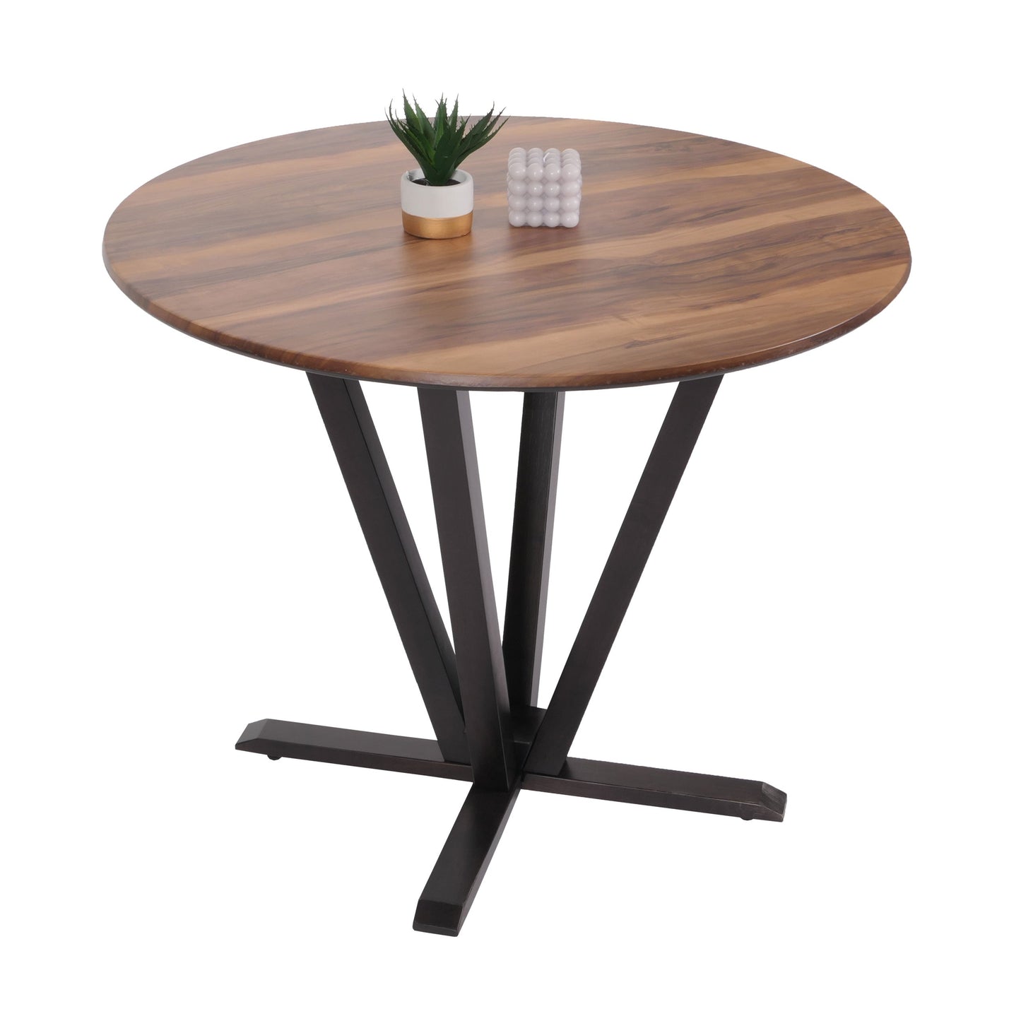 Cosmo Casa - Bistrotafel - Donker Frame met Sheesham Houtlook - Massief Hout en Gelamineerd HPL - 92cm