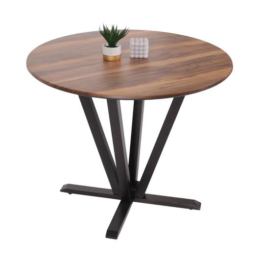 Cosmo Casa - Bistrotafel - Donker Frame met Sheesham Houtlook - Massief Hout en Gelamineerd HPL - 92cm