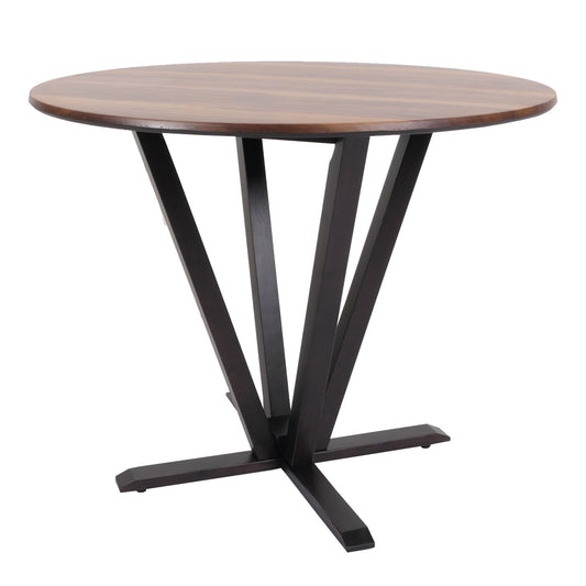 Cosmo Casa - Bistrotafel - Donker Frame met Sheesham Houtlook - Massief Hout en Gelamineerd HPL - 92cm