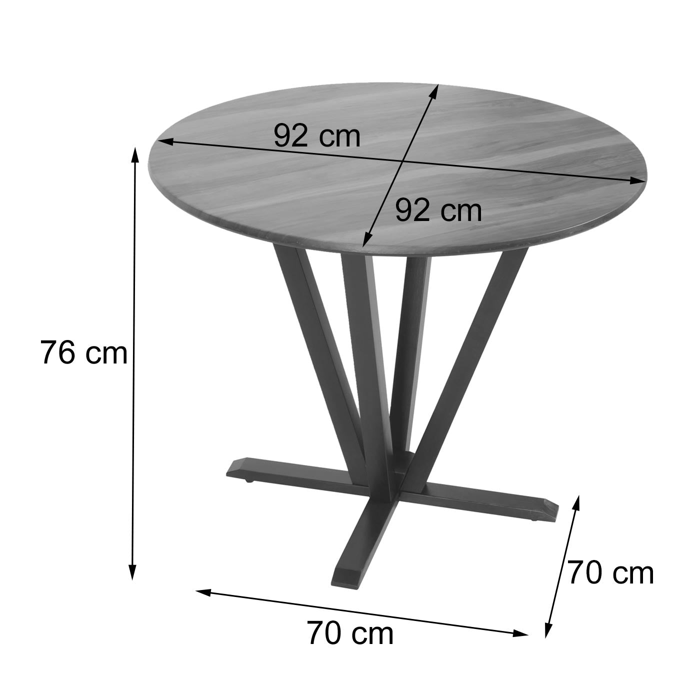 Cosmo Casa - Bistrotafel - Donker Frame met Sheesham Houtlook - Massief Hout en Gelamineerd HPL - 92cm