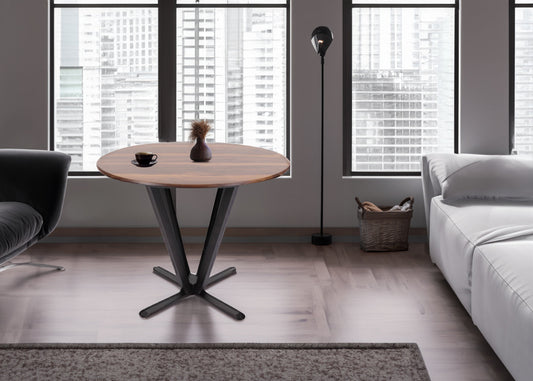 Cosmo Casa - Bistrotafel - Donker Frame met Sheesham Houtlook - Massief Hout en Gelamineerd HPL - 92cm